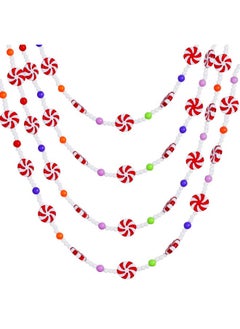 obmwang obmwang 10 Feet Christmas Candy Garland Red and White Peppermint Candy Beaded Garland Christmas Tree Candy Garland Hanging Ornaments for Xmas Party Supplies Holiday Favors  - Image 3