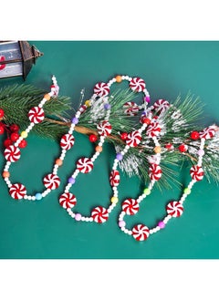 obmwang obmwang 10 Feet Christmas Candy Garland Red and White Peppermint Candy Beaded Garland Christmas Tree Candy Garland Hanging Ornaments for Xmas Party Supplies Holiday Favors  - Image 4
