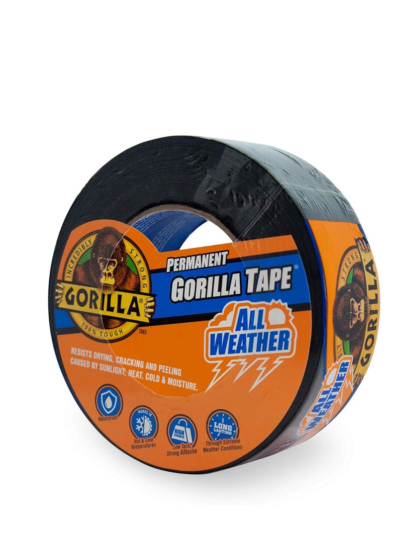 Gorilla Gorilla All Weather Outdoor Waterproof Duct Tape, UV and Temperature Resistant, 1.88" x 25 yd, Black, (Pack of 1)  - Image 1