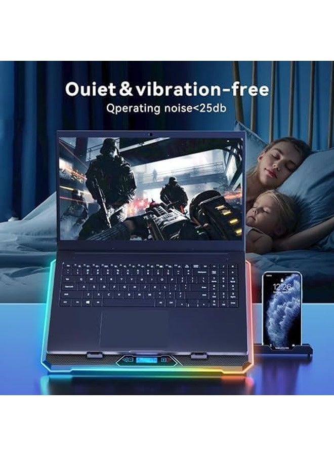 SKY-TOUCH Gaming Laptop Cooling Pad with 6 Quiet Fans | RGB LED, LCD Display, 8 Adjustable Angles, Dual USB Ports | Laptop Cooler Stand for 15.6 to 18 Inch Laptops - Image 5