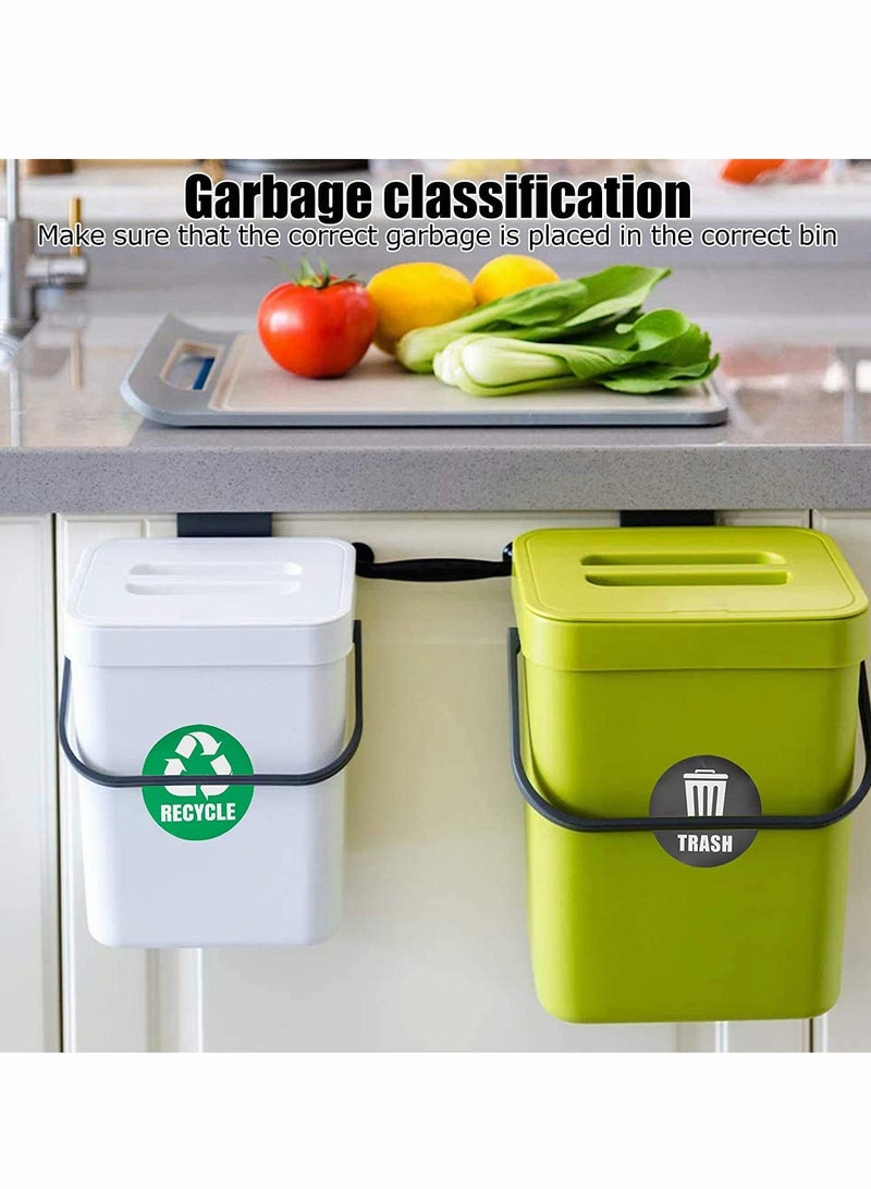 Recycle Pack of 6 Trash Bin Sticker 5" Round Logo Sign Decal Labels Self-Adhesive Vinyl Laminated Waterproof Environmental Trash Stickers for School Home Indoor Outdoor (Green/Black) - Image 5