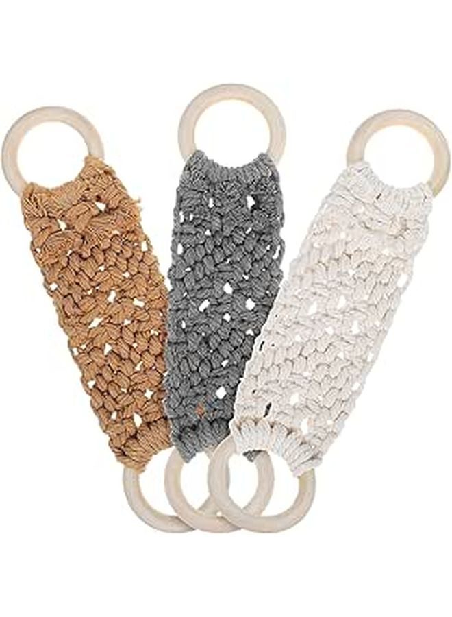 Handmade Boho Crochet Towel Holder Rings 3pcs Cotton Multi Color Kitchen Bathroom Hangers - Image 1