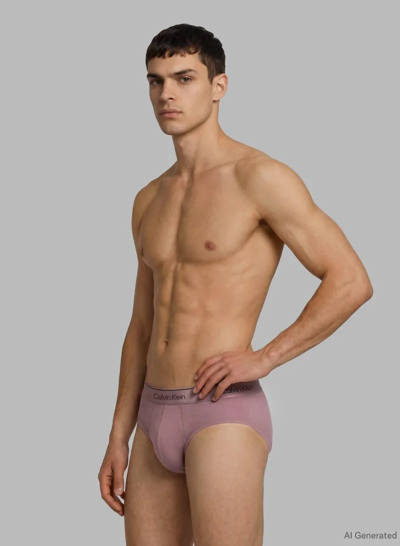CALVIN KLEIN Turbulence/Soft Mauve/Breezy Blue 3 Pack Briefs - Icon Cotton Stretch for Men | Best Price UAE
