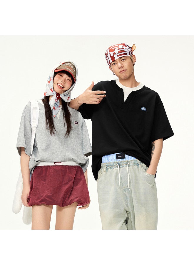 EPTISON Cooling T-shirt Women 2025 Summer Campus Style Fake Two-piece Embroidered Quick-dry Ladies T-shirt Short Sleeve Summer Top - Image 5