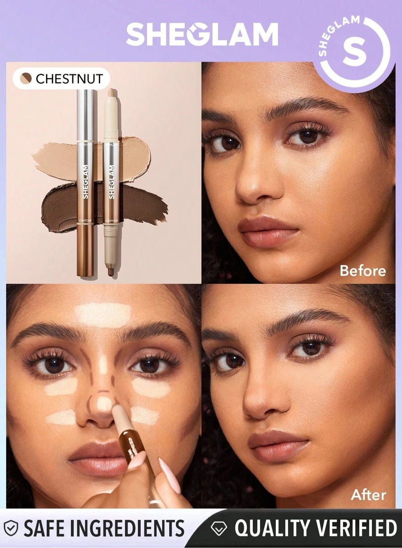 SHEGLAM Fine Line 2-In-1 Nose Contour & Highlight Pen - Chestnut Multicolor - Image 1