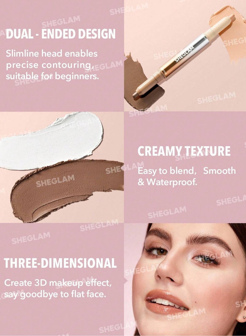 SHEGLAM Fine Line 2-In-1 Nose Contour & Highlight Pen - Chestnut Multicolor - Image 3