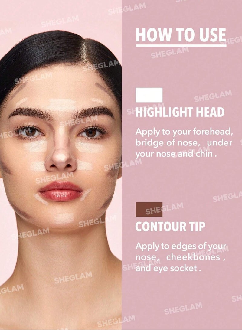 SHEGLAM Fine Line 2-In-1 Nose Contour & Highlight Pen - Chestnut Multicolor - Image 4