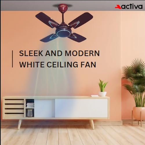 Activa مروحة سقف ACTIVA Galaxy-1 600 مم | 850 دورة في الدقيقة سرعة عالية | 50 واط محرك نحاسي | 4 شفرات | طلاء مضاد للغبار | ضوضاء منخفضة | مروحة سقف لغرفة صغيرة | ضمان 2 سنة (بني ديكو) - Image 4