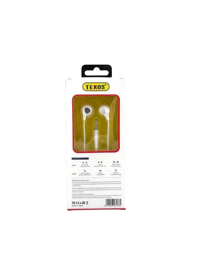 تيكسو TEXOS TX-H04 In-Ear Stereo Wired Headphones with 3.5mm Jack and Mic - Image 2