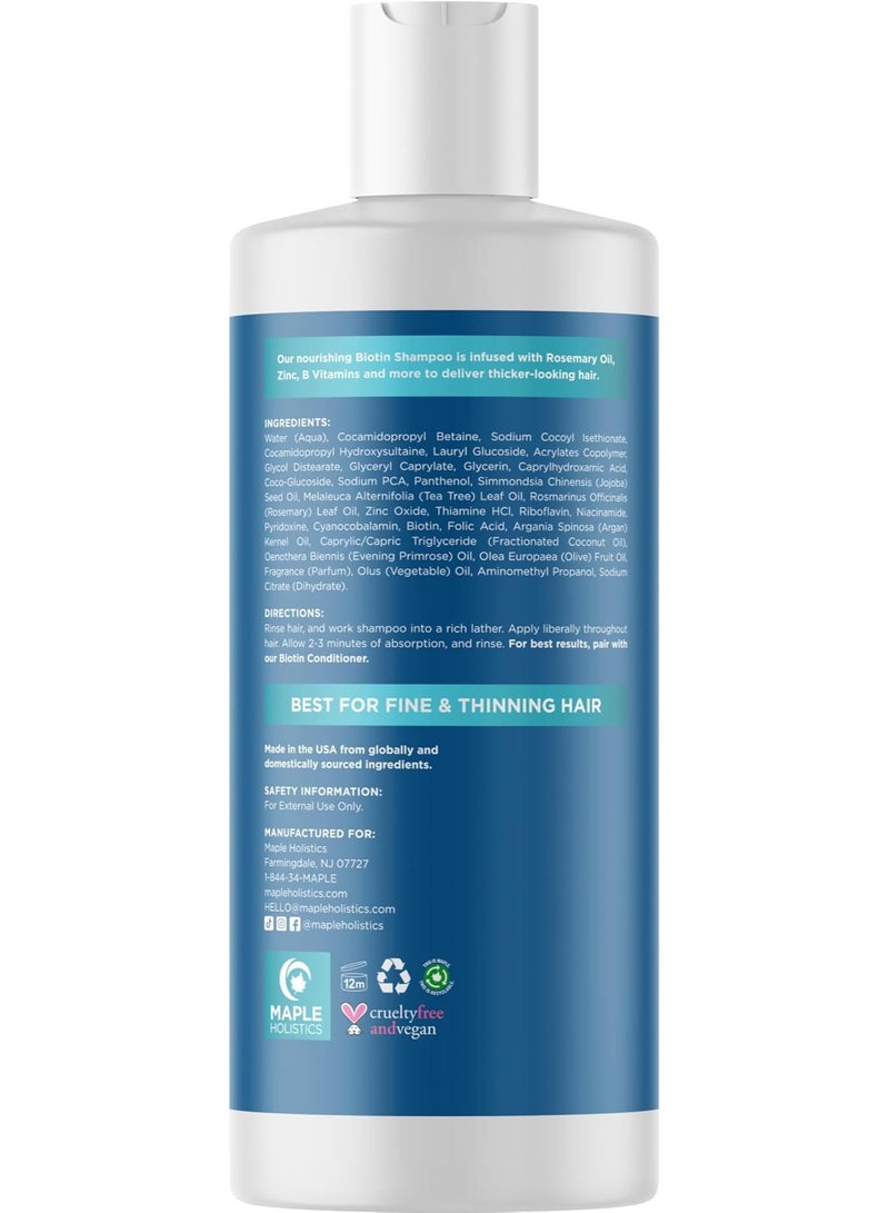 Maple Holistics Shampoo for Thinning Hair and Hair Loss - Volumizing Biotin Shampoo for Hair Growth with Rosemary Argan Oil and Evening Primrose Oil 236 ml - Image 2