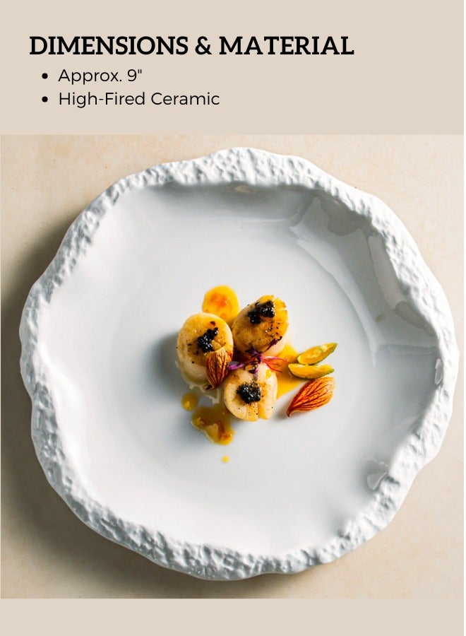 MAAC HOME Qbebe MAAC Home  Coral white Irregular rock plate Elegant Durable and Classic design Perfect for Family Everyday Use, and Family Get- Together, Restaurant, Banquet and More - Image 3