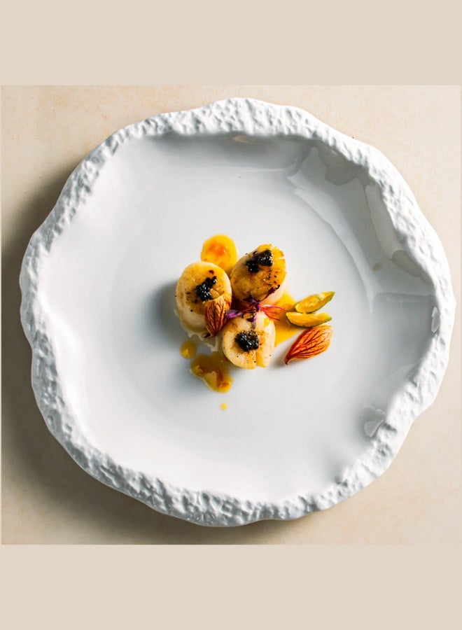 MAAC HOME Qbebe MAAC Home  Coral white Irregular rock plate Elegant Durable and Classic design Perfect for Family Everyday Use, and Family Get- Together, Restaurant, Banquet and More - Image 5