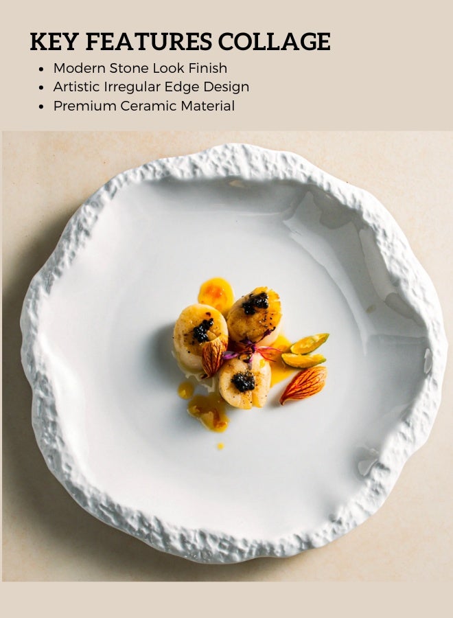 MAAC HOME Qbebe MAAC Home  Coral white Irregular rock plate Elegant Durable and Classic design Perfect for Family Everyday Use, and Family Get- Together, Restaurant, Banquet and More - Image 4