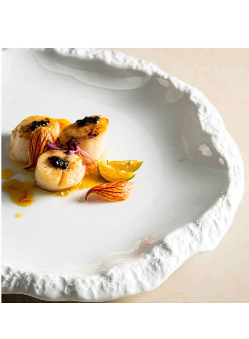 MAAC HOME Qbebe MAAC Home  Coral white Irregular rock plate Elegant Durable and Classic design Perfect for Family Everyday Use, and Family Get- Together, Restaurant, Banquet and More - Image 1