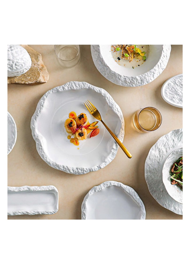 MAAC HOME Qbebe MAAC Home  Coral white Irregular rock plate Elegant Durable and Classic design Perfect for Family Everyday Use, and Family Get- Together, Restaurant, Banquet and More - Image 2