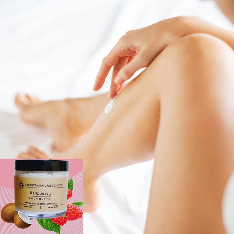 Aaranyam Raspberry Body Butter moisturizer cream dry skin moisturizer with goodness of shea butter raw cocoa butter Body Cream winter cream For Women Men 120 g - Image 4