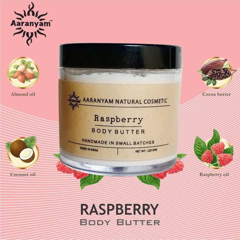 Aaranyam Raspberry Body Butter moisturizer cream dry skin moisturizer with goodness of shea butter raw cocoa butter Body Cream winter cream For Women Men 120 g - Image 2