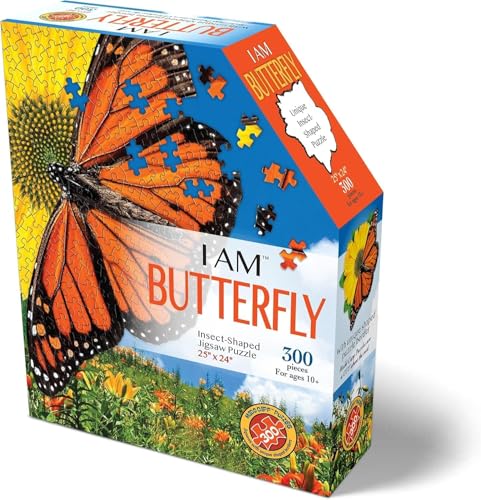 Madd CAPP I Am Butterfly 300 Piece Puzzle InsectShaped Jigsaw 25 X 24 Finished Size Poster Reference Educational Fun Facts Booklet - Image 1