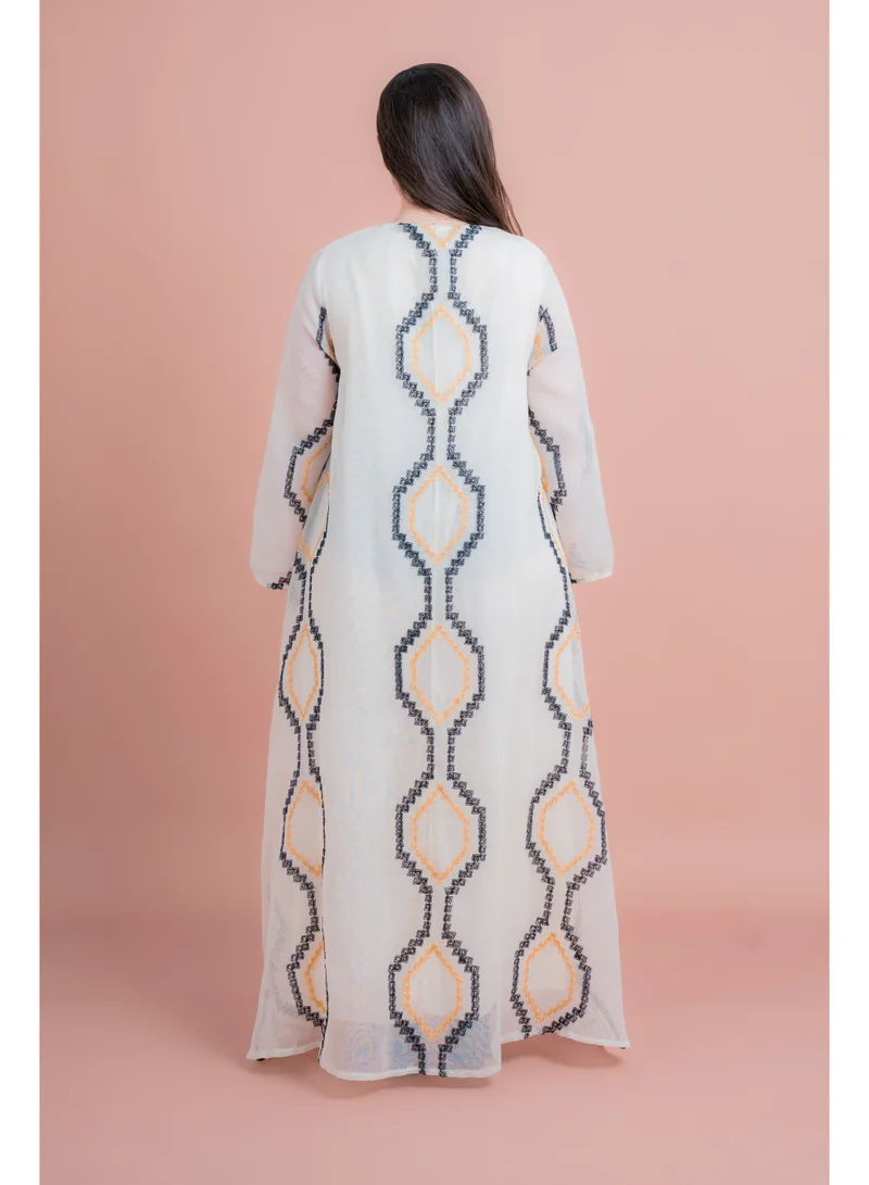 IKKXA Radiant Embroidery Jalabiya IK6011 Beige