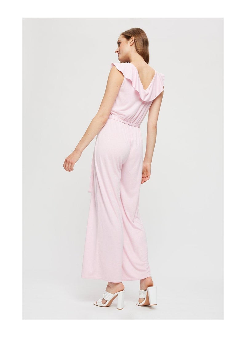 DOROTHY PERKINS - Pink Rib Ruffle Jumpsuit - Image 1
