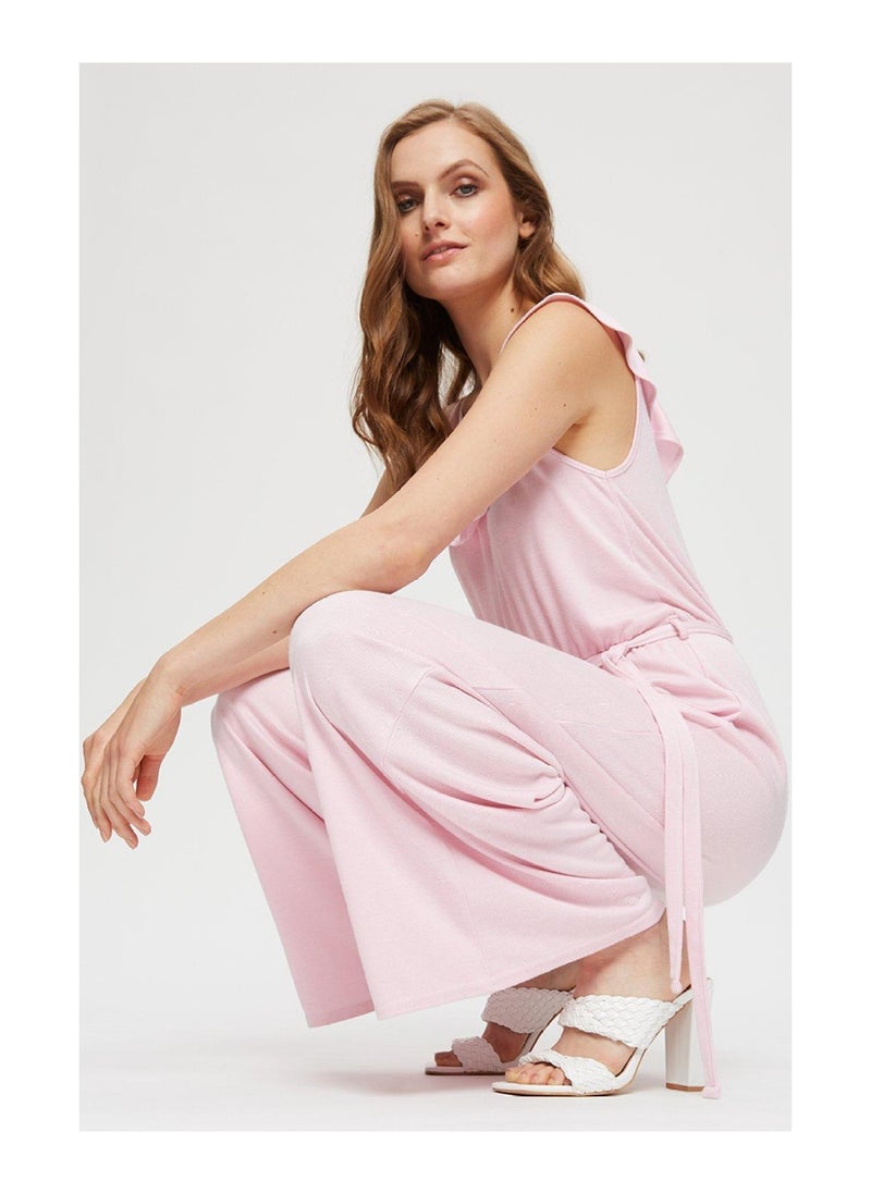 DOROTHY PERKINS - Pink Rib Ruffle Jumpsuit - Image 1