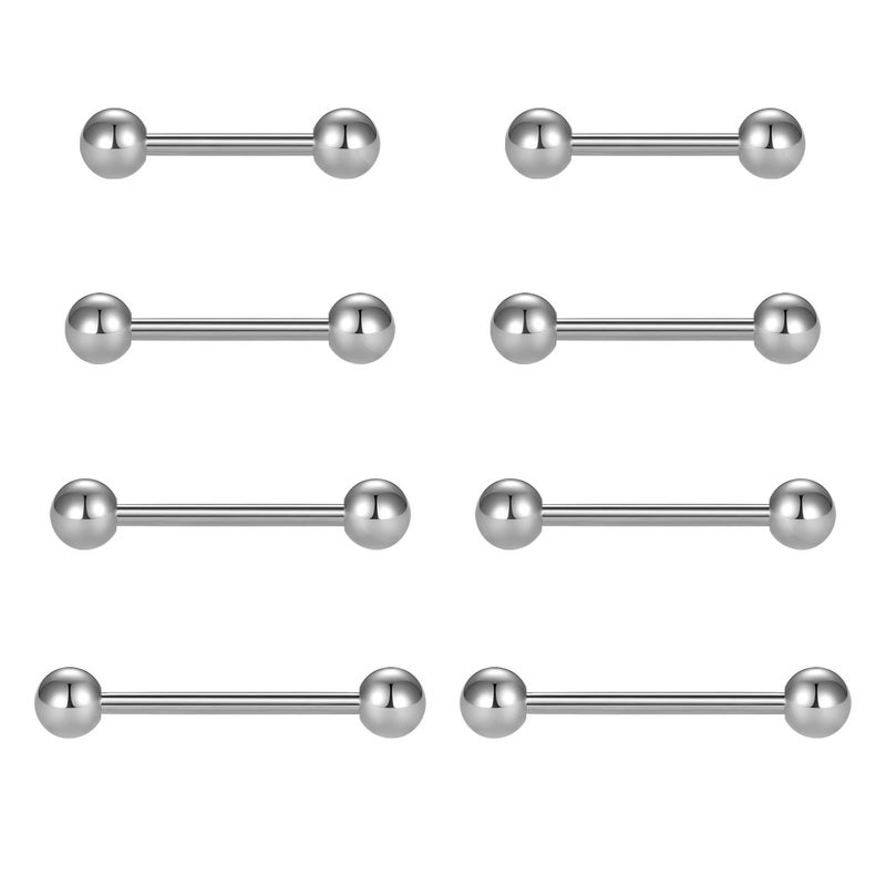 VCMART Nipple Rings Tongue Rings Stainless Steel Straight 14G Barbells Piercing Jewelry 12mm,14mm,16mm,18mm - Image 1