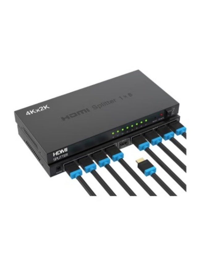 Terabyte 4K 1x8 HDMI Splitter, 4K HDMI Splitter, 1 in 8 Out HDMI Splitter, Multi Monitor Outputs Support 4K Ultra HD & 3D, 8 Port Powered HDMI Splitters, for Commercial Office/PS4/HDTV/Projector (UK Standard) - Image 1