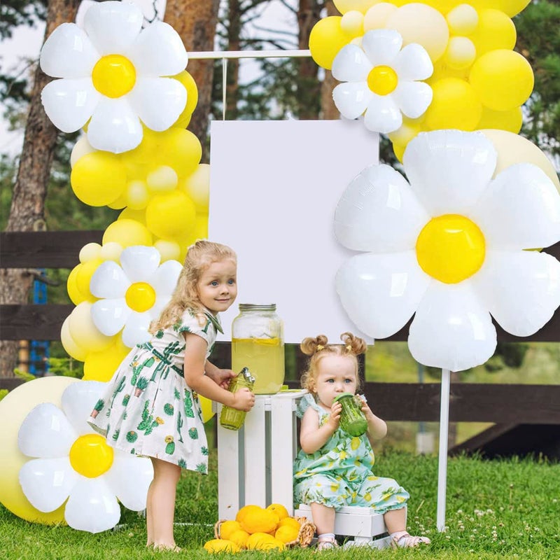 YUJUN 11PCS Daisy Balloons,Huge White Flower Daisy Foil Mylar Balloons for Baby Shower Wedding Groovy Boho Daisy Birthday Party Decorations (43in''28in''16in'') - Image 5