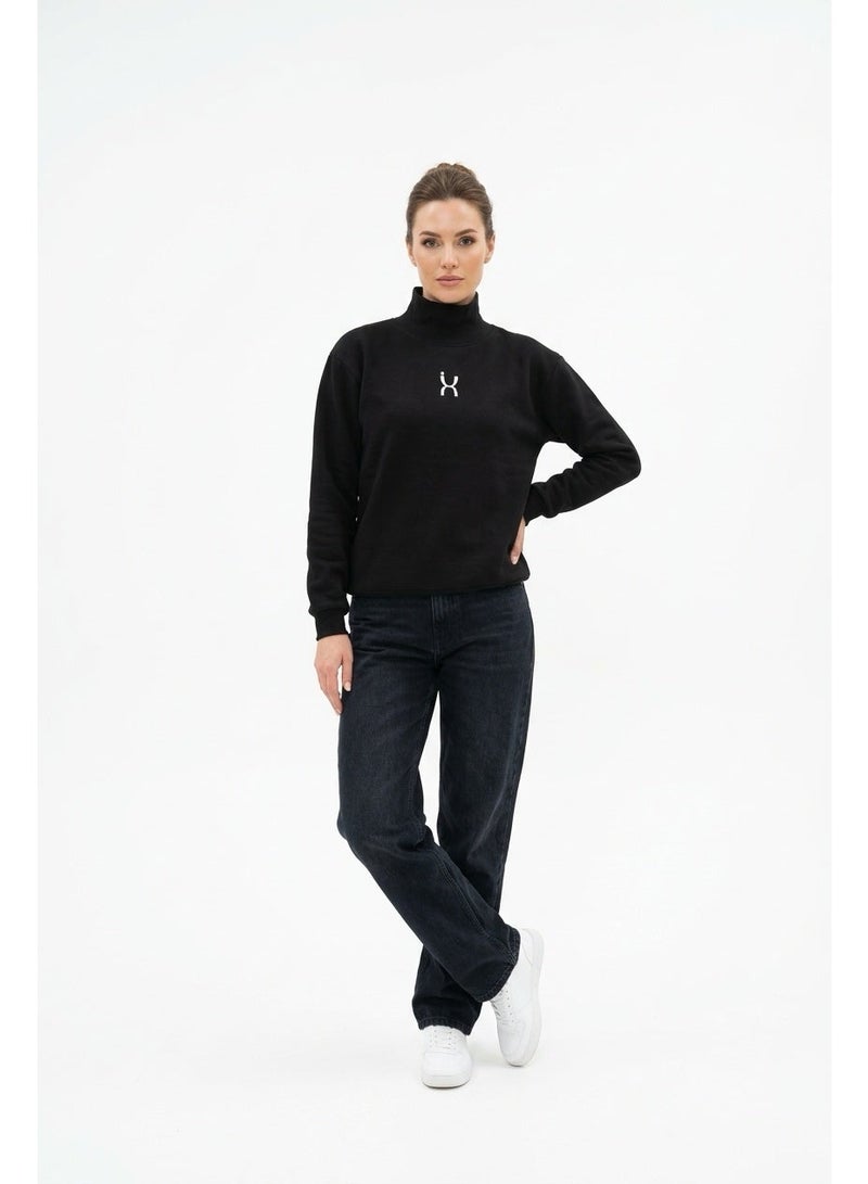 Nosta Women's black high-neck winter sweatshirt - Image 1