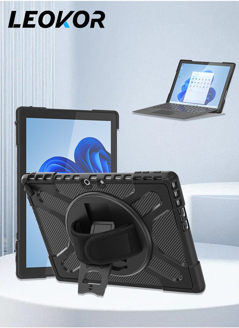 Tablet Case Suitable for Microsoft Surface Pro 9 Shell 13-Inch 2022,Shock-Proof Reinforced Protective Shell with Bracket,Heavy-Duty Anti-Fall,Compatible with Type Cover keyboard (Black)