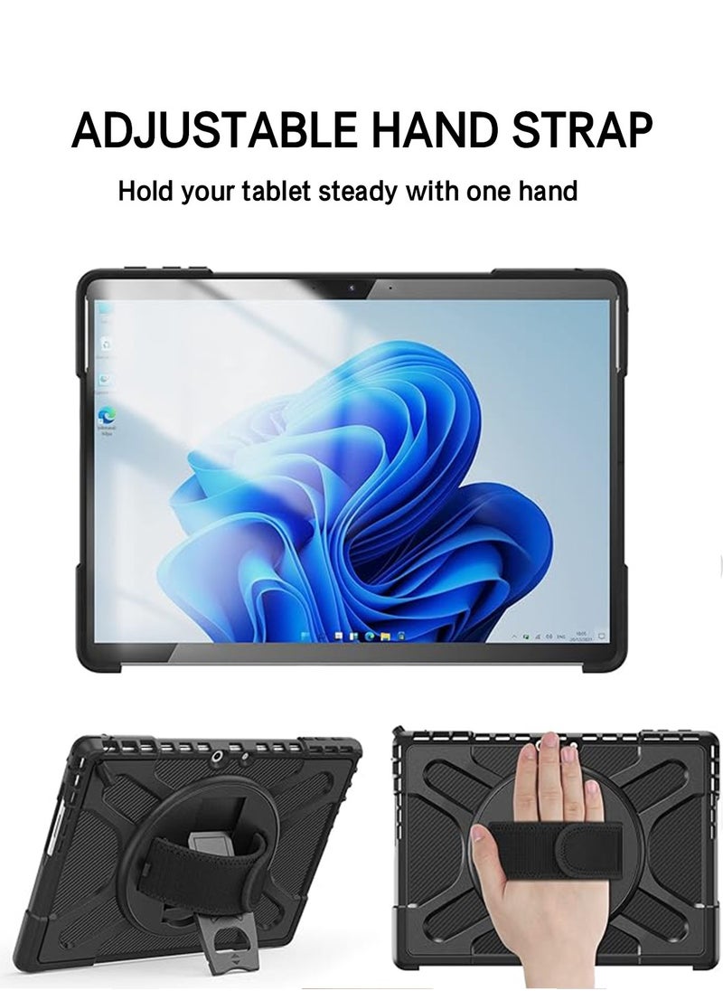 Tablet Case Suitable for Microsoft Surface Pro 9 Shell 13-Inch 2022,Shock-Proof Reinforced Protective Shell with Bracket,Heavy-Duty Anti-Fall,Compatible with Type Cover keyboard (Black)