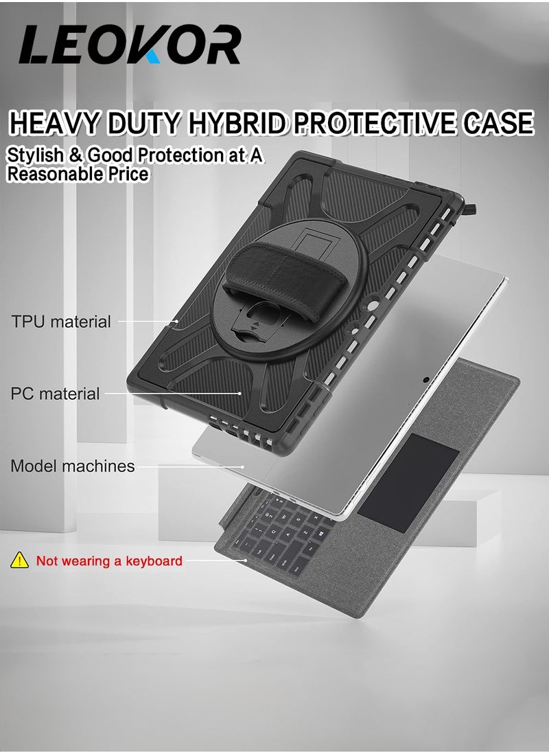 Tablet Case Suitable for Microsoft Surface Pro 9 Shell 13-Inch 2022,Shock-Proof Reinforced Protective Shell with Bracket,Heavy-Duty Anti-Fall,Compatible with Type Cover keyboard (Black)