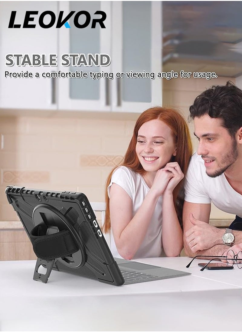 Tablet Case Suitable for Microsoft Surface Pro 9 Shell 13-Inch 2022,Shock-Proof Reinforced Protective Shell with Bracket,Heavy-Duty Anti-Fall,Compatible with Type Cover keyboard (Black)
