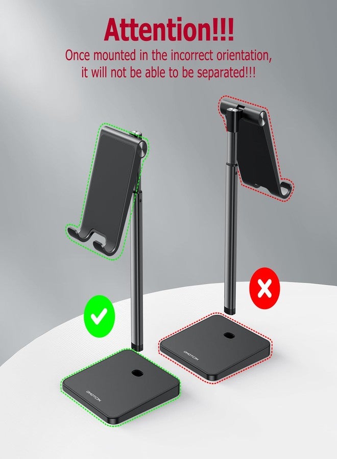 OMOTON Cell Phone Stand, Adjustable Angle Height Desk Phone Dock Holder for iPhone Air /17/17 Pro/XS Max/XR, Samsung Galaxy S20 / S10 / S9 / S8 and Other Phones (3.5-7.0-Inch), Black - Image 2