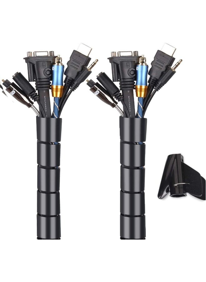 Cable Tidy Sleeves 2 X 10m Cable Management Wire Tidy Cable Cover Protector for PC TV Computer Home and Office Cord Organizer DIY Flexible