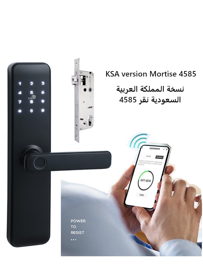 ماركة غير محددة - قفل باب ذكي، قفل باب ببصمة الإصبع، تطبيق واي فاي، قفل ذكي للدخول بدون مفتاح ببصمة الإصبع، قفل بيومتري ببطاقتين (لغة عربية) - Image 1
