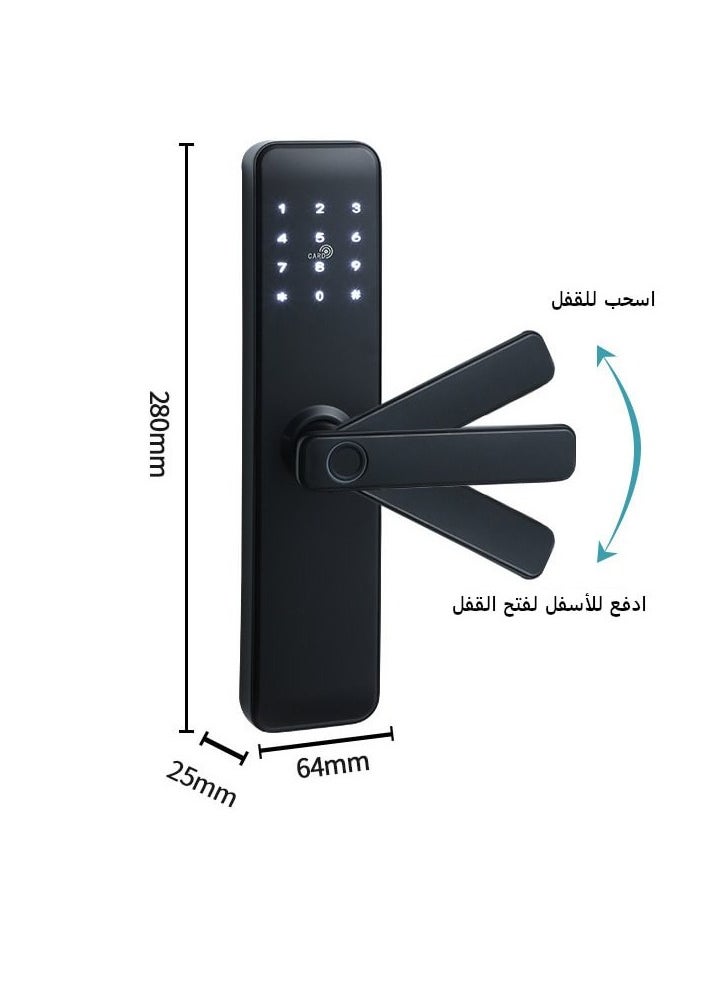 ماركة غير محددة - قفل باب ذكي، قفل باب ببصمة الإصبع، تطبيق واي فاي، قفل ذكي للدخول بدون مفتاح ببصمة الإصبع، قفل بيومتري ببطاقتين (لغة عربية) - Image 1
