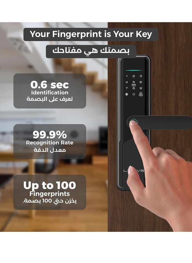 ماركة غير محددة - قفل باب ذكي، قفل باب ببصمة الإصبع، تطبيق واي فاي، قفل ذكي للدخول بدون مفتاح ببصمة الإصبع، قفل بيومتري ببطاقتين (لغة عربية) - Image 1
