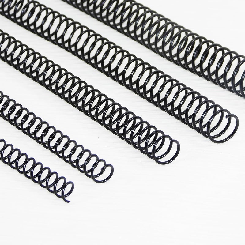 RAYSON Plastic Spiral Binding Coil, Assorted Sizes (5/16", 3/8", 1/2", 5/8", 3/4") 3:1 Pitch, Black, Pack of 125 – Ideal for Business and Education - Image 1