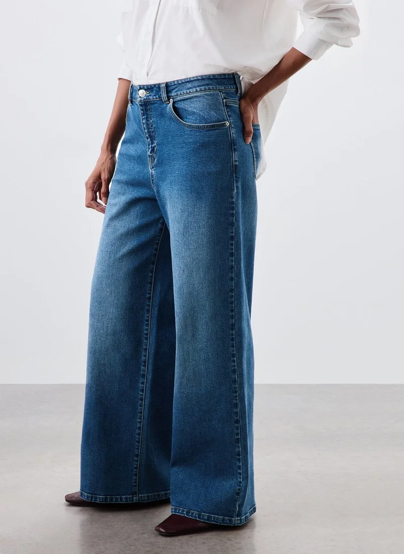 Matalan Blue Blue Wide Leg Stretch Jeans for Women | Best Price UAE