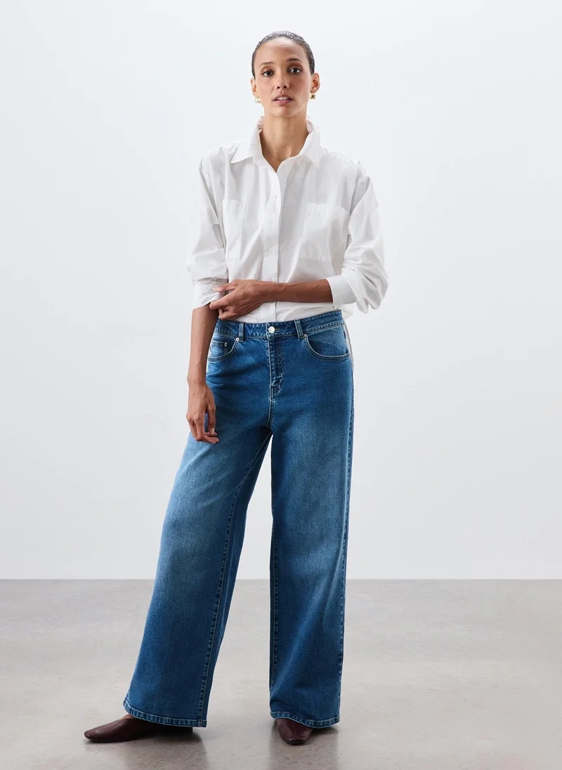 Matalan Blue Blue Wide Leg Stretch Jeans for Women | Best Price UAE