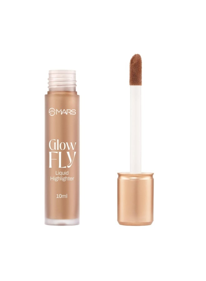 MARS Glow Fly Liquid Highlighter (10 ml) (02-WINGED CHAMPAGNE) | Enriched With Sunflower Seed Oil | Radiant Glow | No Chunky Particles | Light-Weight & Long-Lasting | Ultra Blendable Formula - Image 2