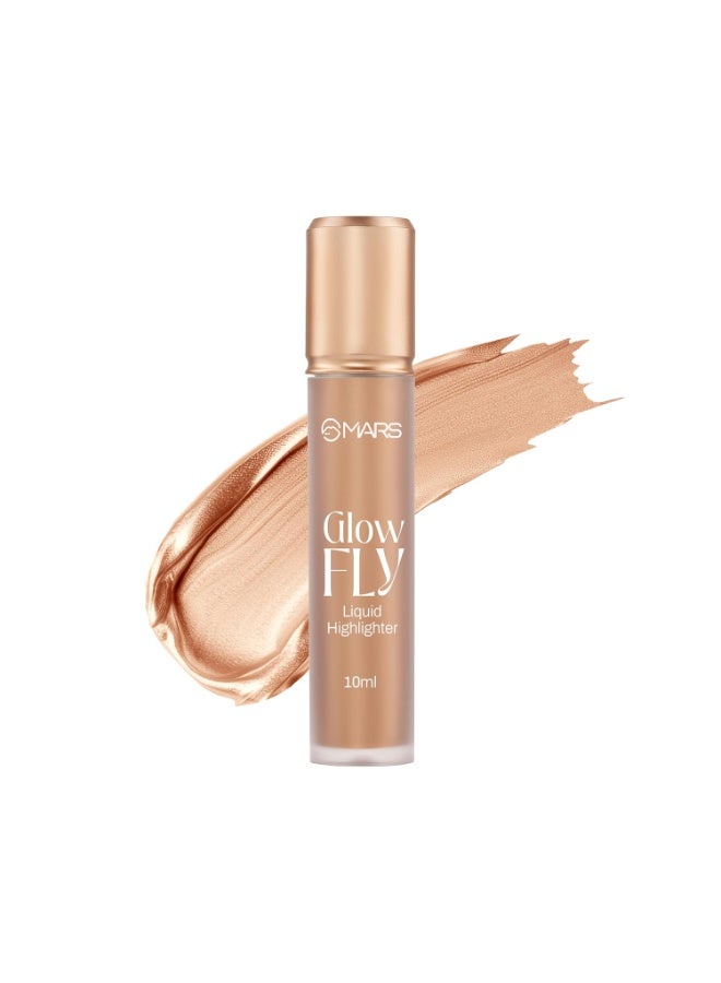 MARS Glow Fly Liquid Highlighter (10 ml) (02-WINGED CHAMPAGNE) | Enriched With Sunflower Seed Oil | Radiant Glow | No Chunky Particles | Light-Weight & Long-Lasting | Ultra Blendable Formula - Image 1