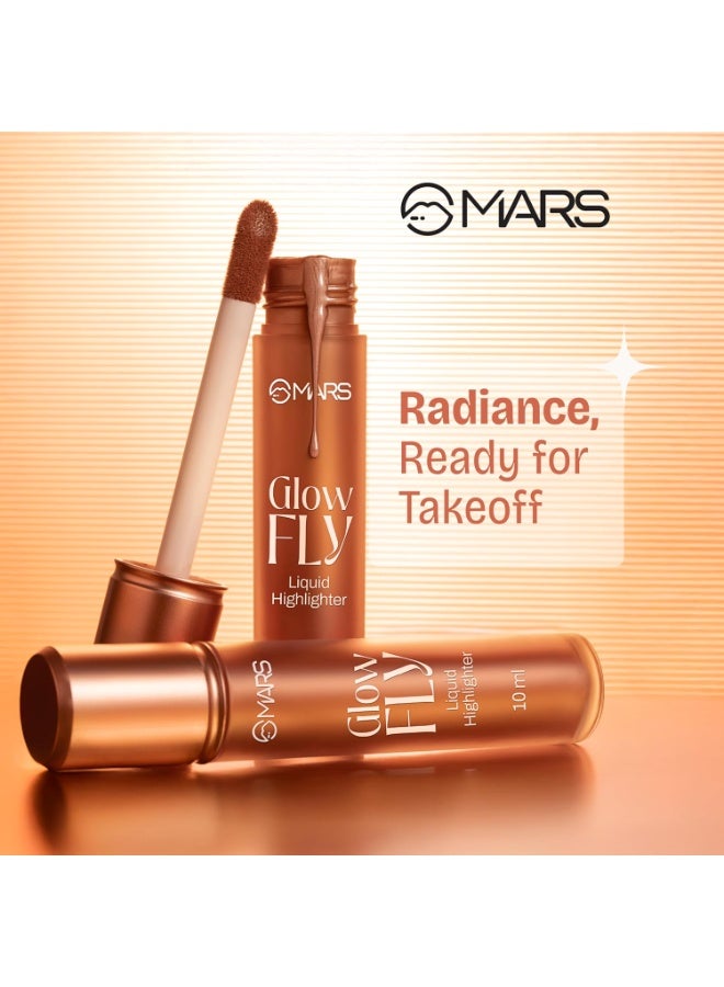 MARS Glow Fly Liquid Highlighter (10 ml) (02-WINGED CHAMPAGNE) | Enriched With Sunflower Seed Oil | Radiant Glow | No Chunky Particles | Light-Weight & Long-Lasting | Ultra Blendable Formula - Image 4