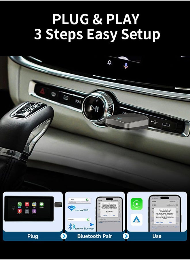 Generic - Wired To Wireless Carplay Android 2 In 1 Automatic Adapter Car Gadget Smart Box Plug and Play 5Ghz Wifi Fast Connection, USB-C/Type-C, Stable Control & No Delay - Image 1