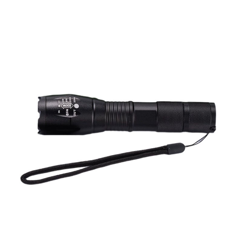 Aluminum alloy strong light T6 hand white light illuminator T6 white light flashlight + 18650 battery + universal charger + plastic box - Image 2