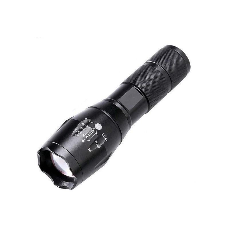 Aluminum alloy strong light T6 hand white light illuminator T6 white light flashlight + 18650 battery + universal charger + plastic box - Image 4