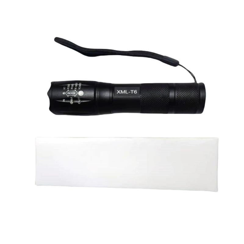 Aluminum alloy strong light T6 hand white light illuminator T6 white light flashlight + 18650 battery + universal charger + plastic box - Image 5