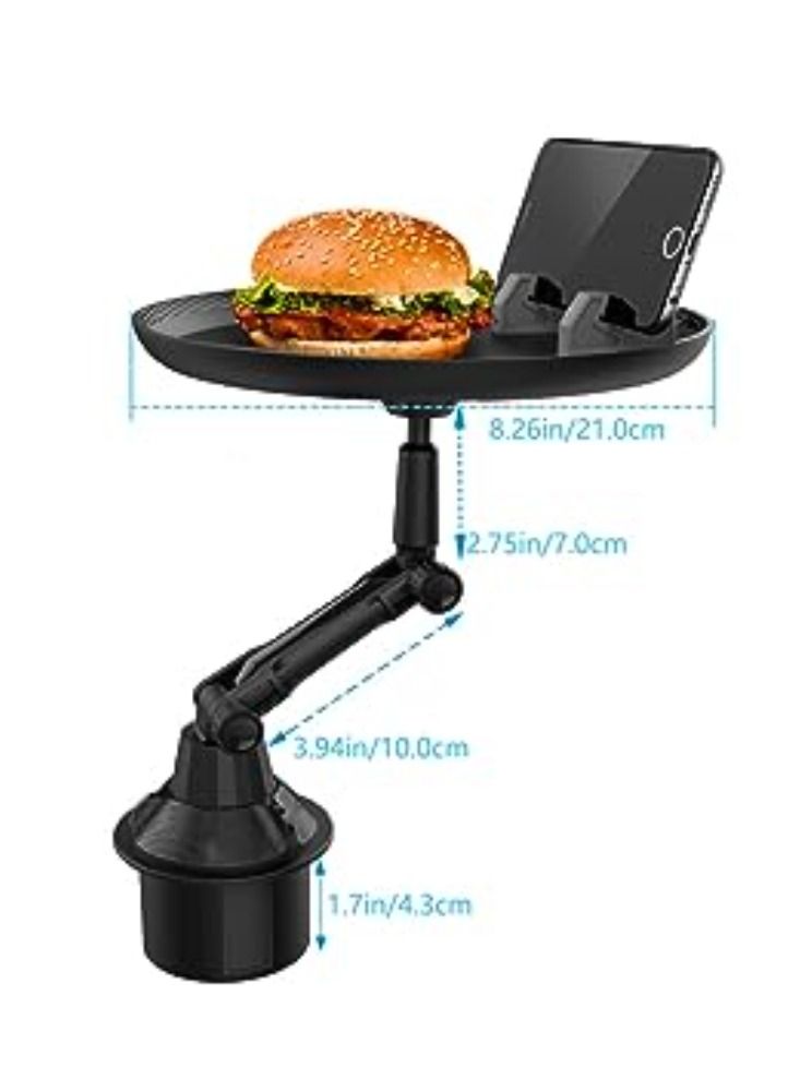 Car cup holder drink holder Car Tray Table Adjustable Car Food Tray With Phone Holder Mount Car Food Table Comaptible With Cup Holders Beverage Bottle Car Swivel Tray car storage - Image 2