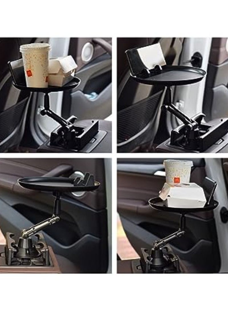 Car cup holder drink holder Car Tray Table Adjustable Car Food Tray With Phone Holder Mount Car Food Table Comaptible With Cup Holders Beverage Bottle Car Swivel Tray car storage - Image 3